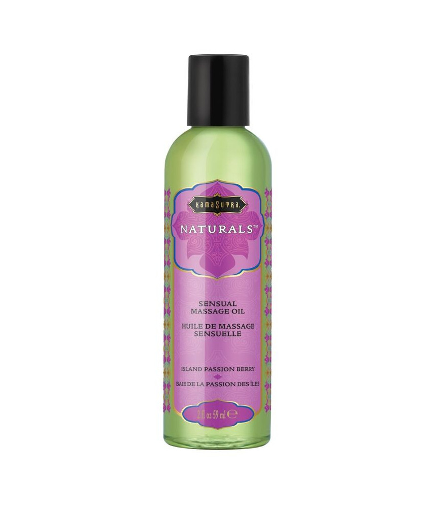 HUILE DE MASSAGE NATURELLE AUX BAIES DE LA PASSION DE L''ÎLE DE KAMASUTRA 59 ML