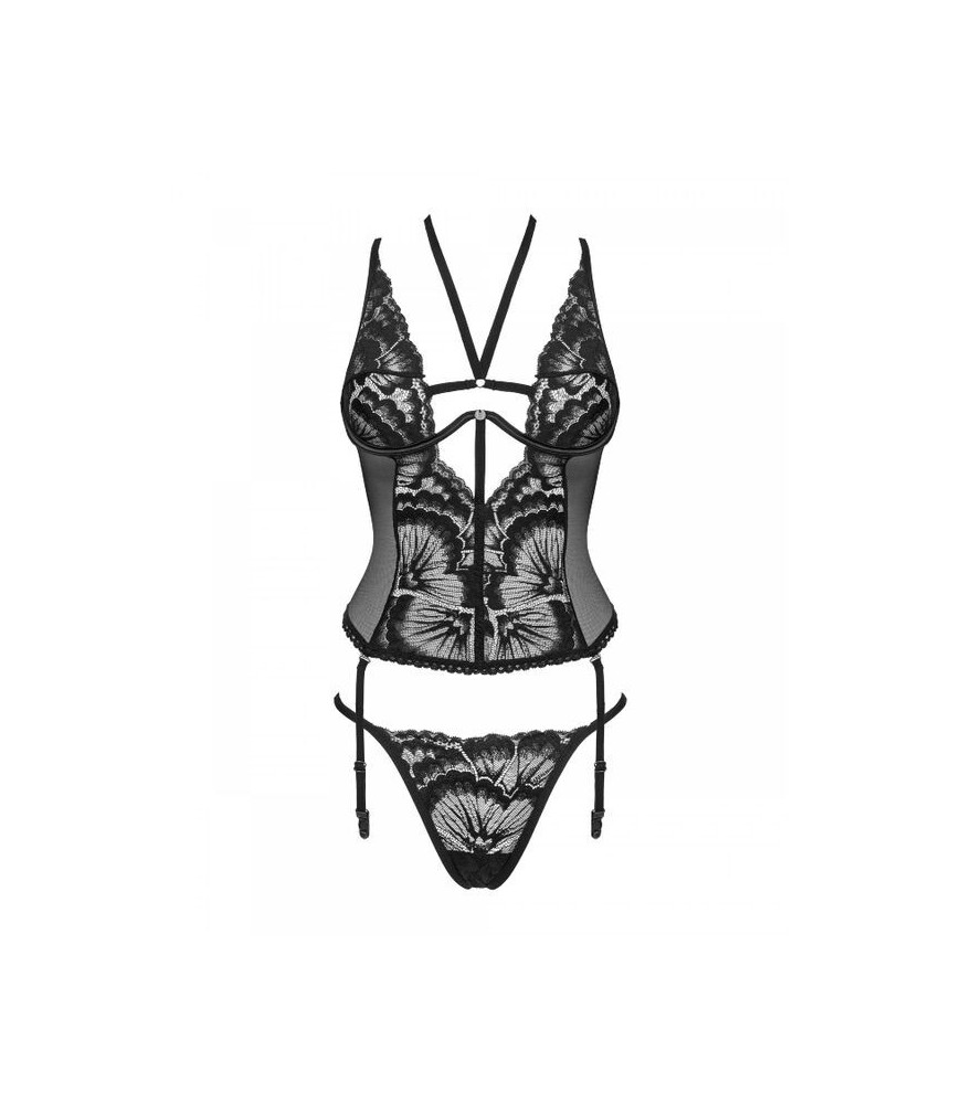 Ensemble lingerie fantaisie érotique corset à laçage au dos M/L - Obsessive