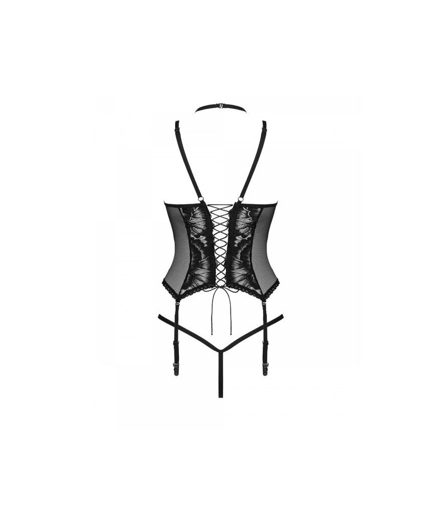 Ensemble lingerie fantaisie érotique corset à laçage au dos M/L - Obsessive