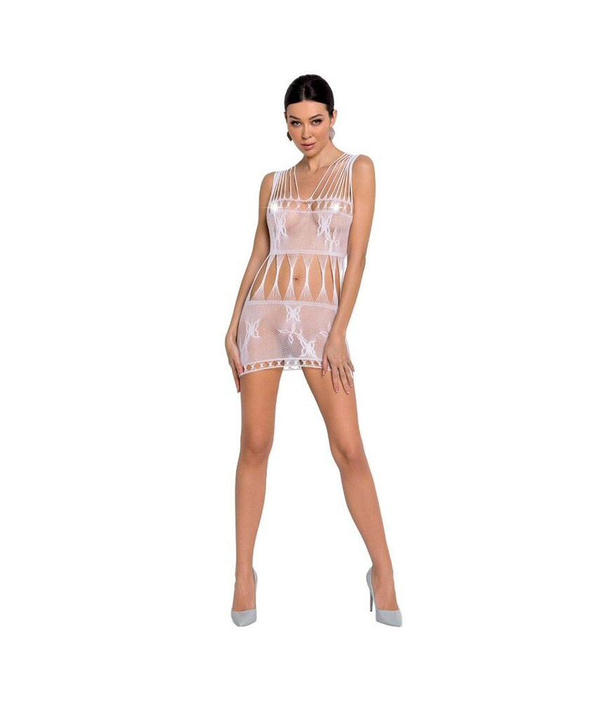 Robe élégante blanche transparente à broderies BS090 - Passion