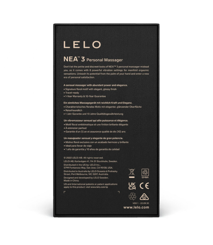 MASSEUR PERSONNEL LELO NEA 3 - PITCH BLACK