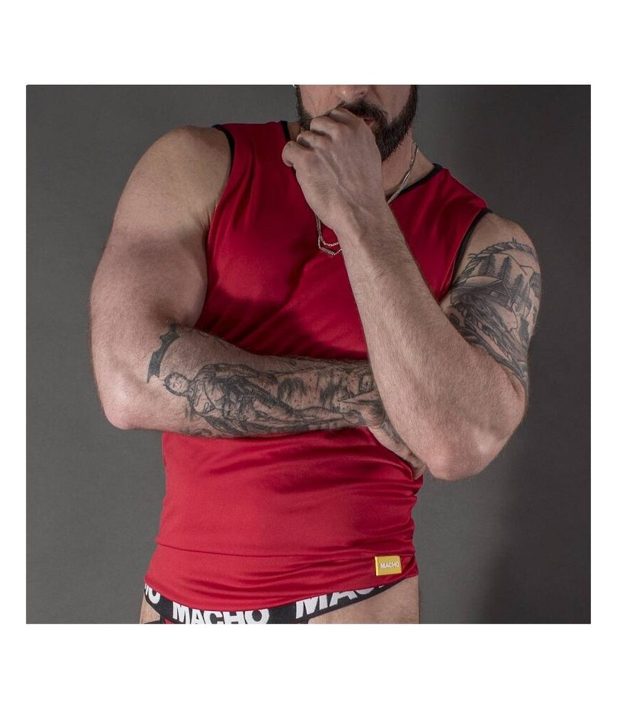 Débardeur élégant rouge à contour noir taille S/M - Macho