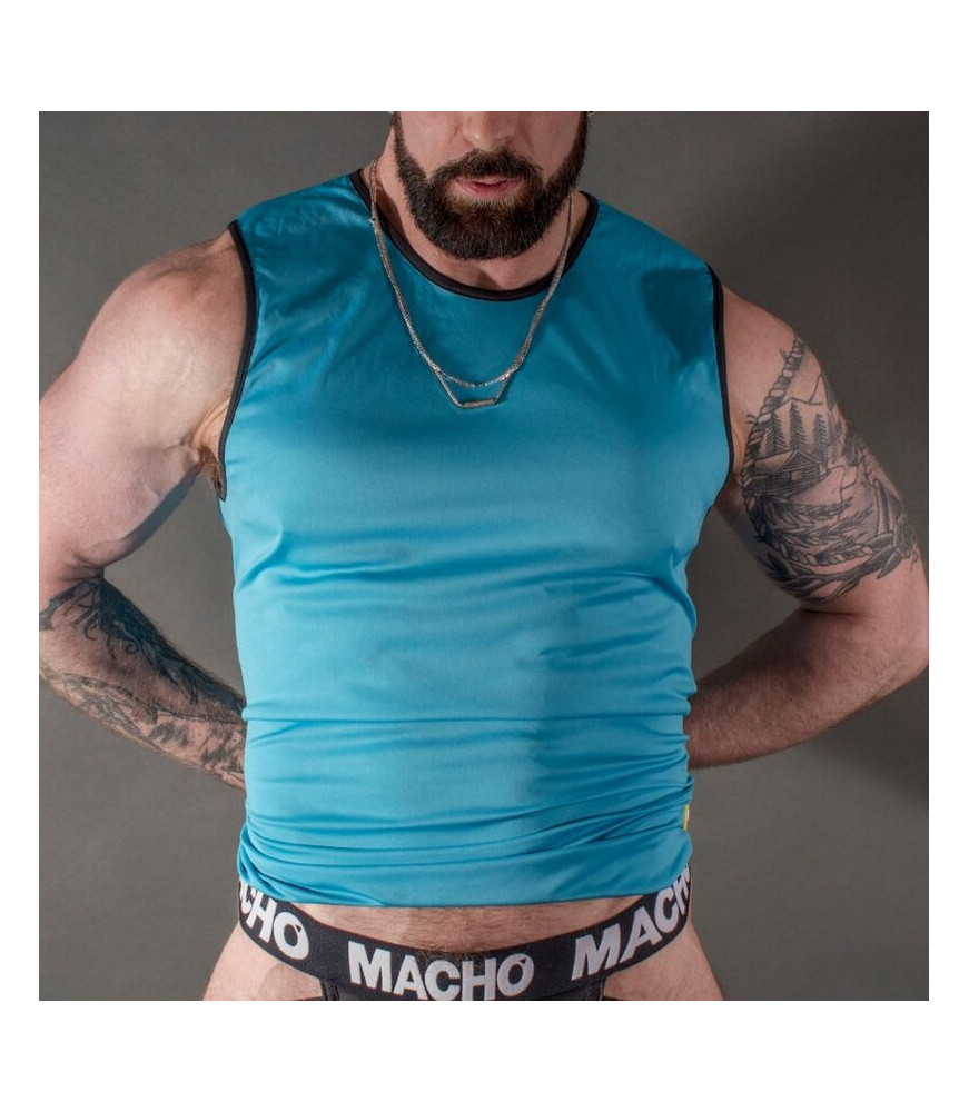 T-shirt coquin bleu sans manches taille S/M - Macho