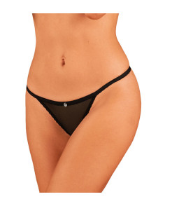 String coquin noir en dentelle fleurie sans entrejambe XS/S - Obsessive