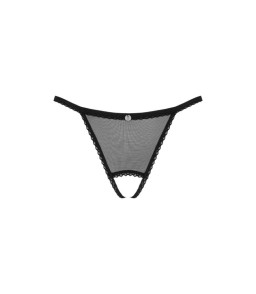 String coquin noir en dentelle fleurie sans entrejambe XS/S - Obsessive