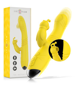 INTENSE - TOKY VIBRADOR MULTIFUNCIÓN RECARGABLE UP  DOWN CON ESTIMULADOR DE CLITORIS AMARILLO