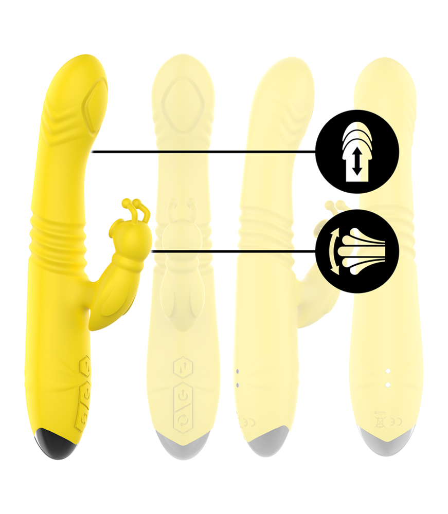 INTENSE - TOKY VIBRADOR MULTIFUNCIÓN RECARGABLE UP  DOWN CON ESTIMULADOR DE CLITORIS AMARILLO