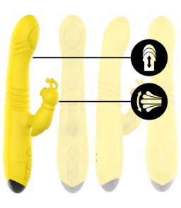 INTENSE - TOKY VIBRADOR MULTIFUNCIÓN RECARGABLE UP  DOWN CON ESTIMULADOR DE CLITORIS AMARILLO