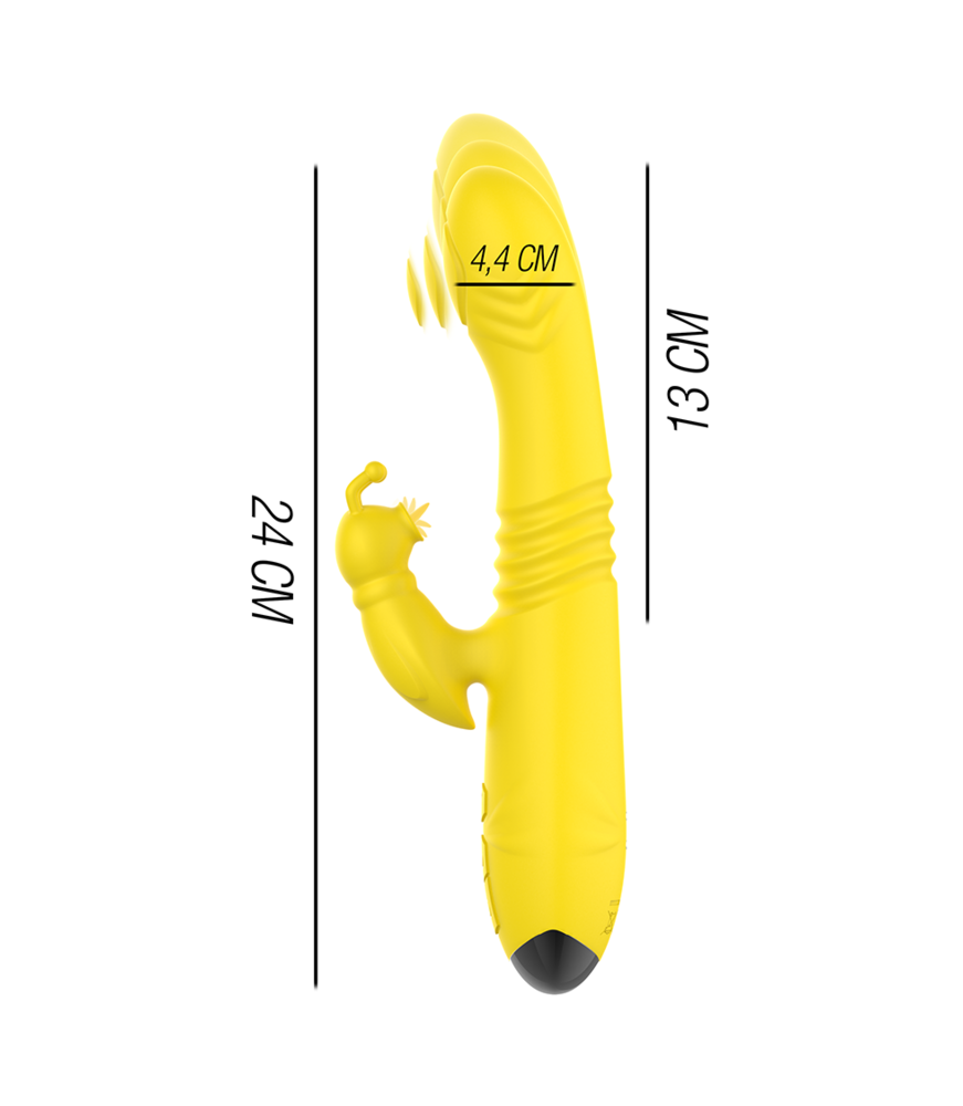 INTENSE - TOKY VIBRADOR MULTIFUNCIÓN RECARGABLE UP  DOWN CON ESTIMULADOR DE CLITORIS AMARILLO