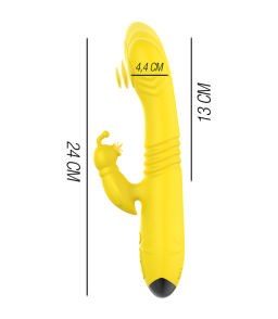 INTENSE - TOKY VIBRADOR MULTIFUNCIÓN RECARGABLE UP  DOWN CON ESTIMULADOR DE CLITORIS AMARILLO