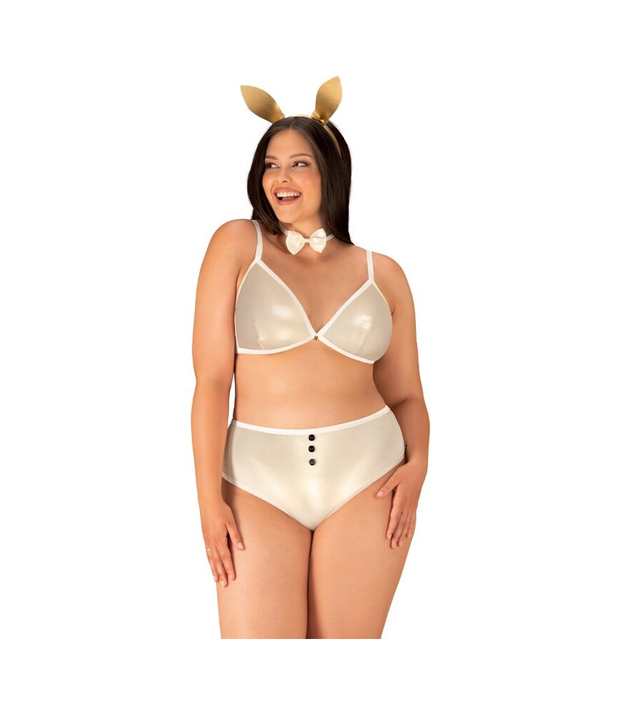 Costume de lapin doré sexy avec tour de cou XXL/XXXL Obsessive