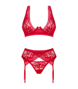 OBSESSIVE - ENSEMBLE TROIS PIÈCES LACELOVE ROUGE XS/S