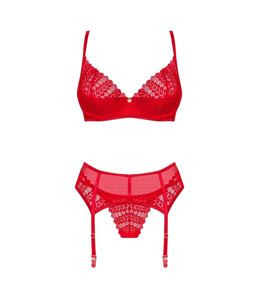 OBSESSIVE - INGRIDIA ENSEMBLE DEUX PIÈCES CROTCHLESS ROUGE XS/S