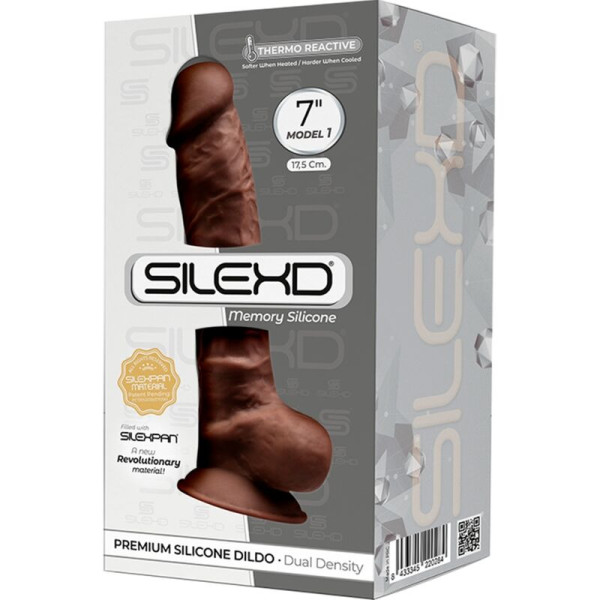 SILEXD - MODÈLE 1 PÉNIS RÉALISTE PREMIUM SILEXPAN SILICONE MARRON 17,5 CM