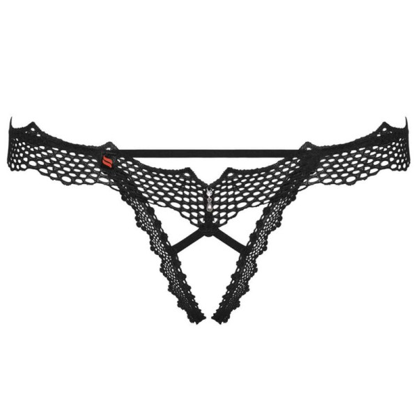 String érotique noir en maille sans entrejambe Bravelle L/XL - Obsessive