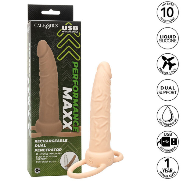 CALIFORNIA EXOTICS - PERFORMANCE MAXX RECHARGEABLE DOUBLE PÉNÉTRATEUR PEAU CLAIRE