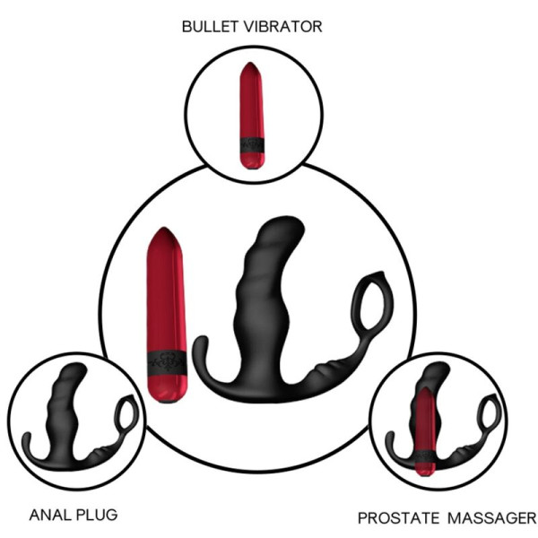 ARMONY - KNIGHT VIBRATEUR ANAL PROSTATE  ANNEAU TÉLÉCOMMANDE NOIR