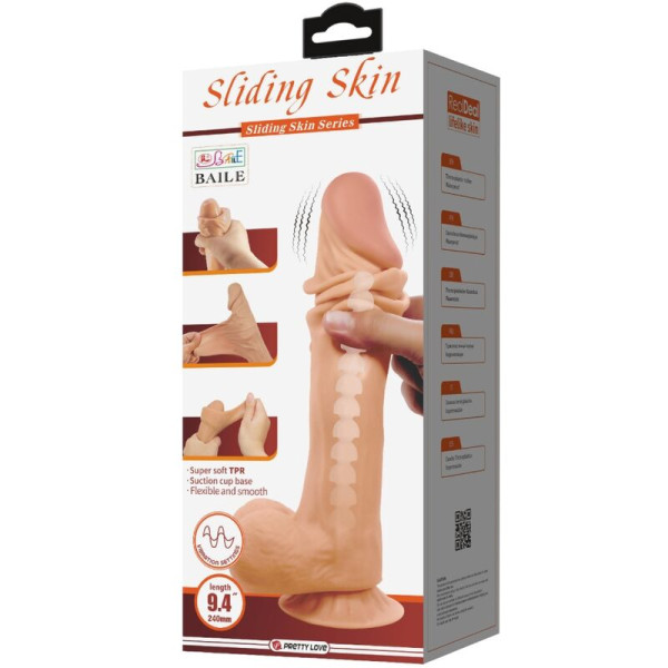 PRETTY LOVE - SÉRIE SLIDING SKIN GODE RÉALISTE AVEC VENTOUSE SLIDING SKIN FLESH 24 CM