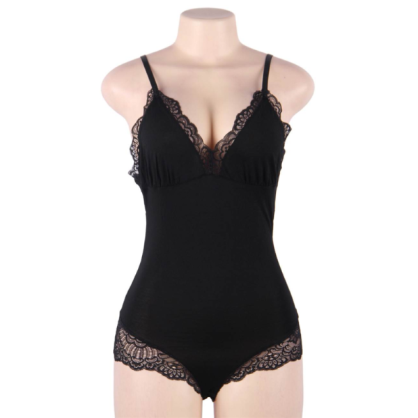 SUBBLIME - TEDDY DÉTAIL DENTELLE FLORALE NOIR L/XL