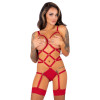 LIVCO CORSETTI FASHION - THIARA LC 20213 ENSEMBLE CORPS + BAS ROUGE S/M