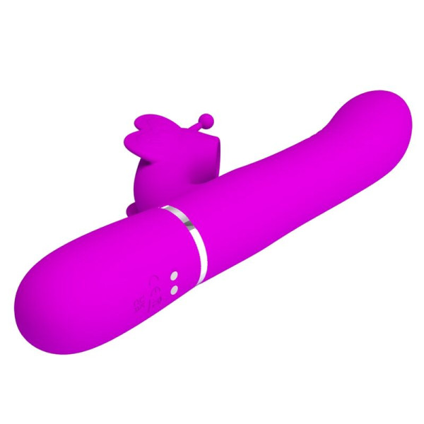 PRETTY LOVE - VIBRATEUR MULTIFONCTION LAPIN 4 EN 1 PAPILLON FUCHSIA