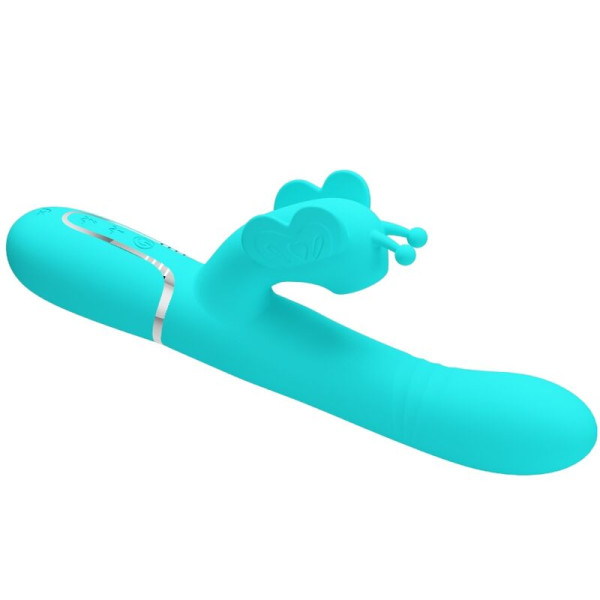 PRETTY LOVE - VIBRATEUR MULTIFONCTION LAPIN 4 EN 1 PAPILLON AQUA VERT