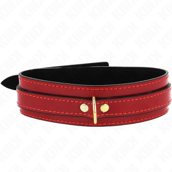 KINK - COLLIER AJUSTABLE ROUGE VIN AVEC DÉTAILS DORÉS 29-42,5 CM X 4 CM