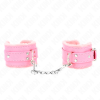 KINK - APPUI-POIGNETS DOUBLÉS DE FOURRURE ROSE AVEC CEINTURE ROSE RÉGLABLE 17-29 CM X 6 CM