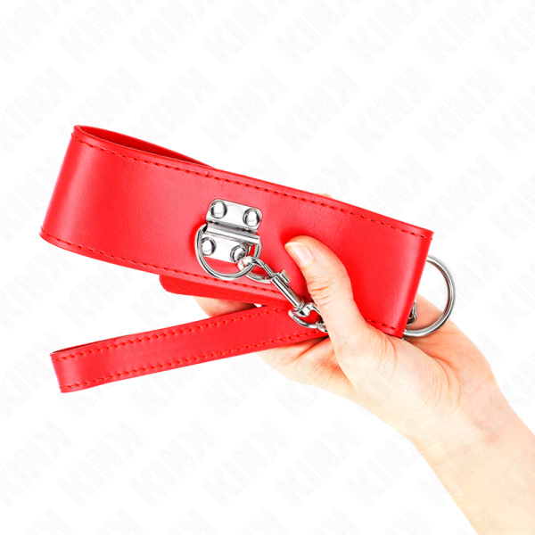 KINK - COLLIER AVEC CEINTURE 65 CM AVEC LARGE BRACELET ROUGE AJUSTABLE 33,5-41 CM X 5 CM