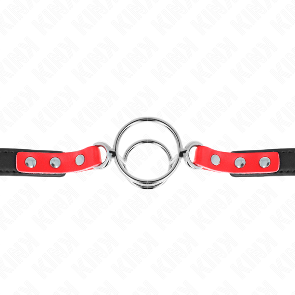 KINK - GAG AVEC PLUSIEURS O-RINGS 4 / 4,8 CM ROUGE 38 X 56 CM