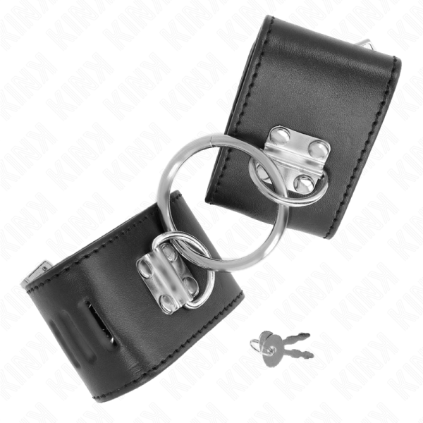 KINK - APPUI-POIGNETS FIXES AVEC ANNEAU ET FERMETURE PAR CADENAS NOIR AJUSTABLE 16-23 CM X 5,5 CM