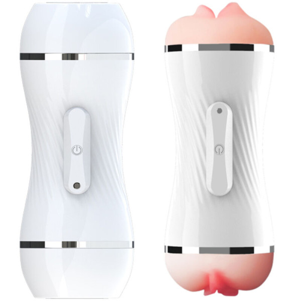 ARMONY - MASTURBATEUR DOUBLE VIBRATEUR VAGIN ET BOUCHE BLANC