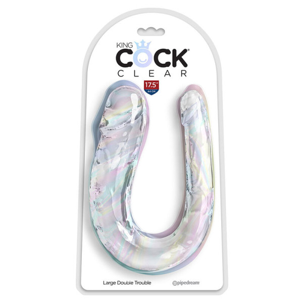 KING COCK - DOUBLE TROUBLE DOUBLE GODE 44 CM TRANSPARENT