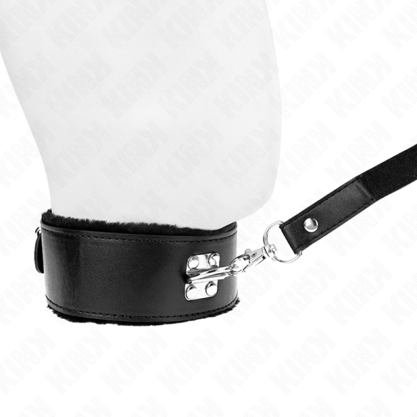 KINK - COLLIER AVEC LAISSE 116 CM AVEC CLOUS ARGENTÉS MODÈLE 4 NOIR AJUSTABLE 40-48 CM X 6 CM