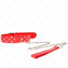 KINK - COLLIER RIVET ANNEAU AVEC CEINTURE 65 CM ROUGE AJUSTABLE 36-50 CM X 3,8 CM