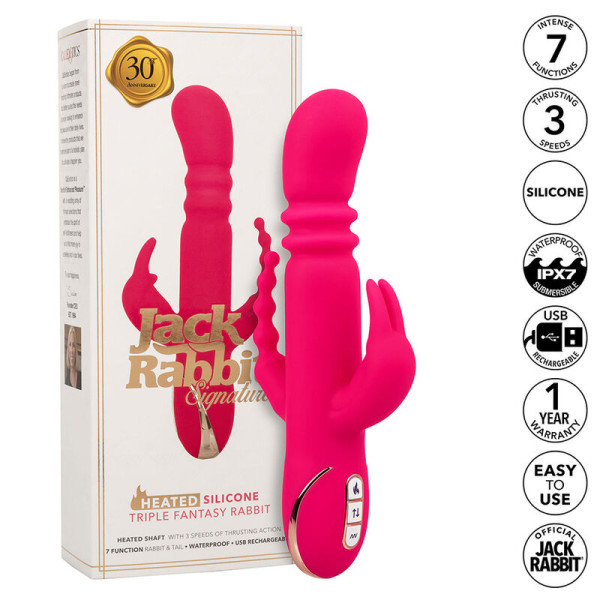 CALEXOTICS - JACK FANTASY TRIPLE VIBRATEUR CHAUFFANT LAPIN ROSE