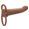 CALEXOTICS - MAXX RIBBED DOUBLE PÉNÉTRATEUR 10 VIBRATIONS MARRON