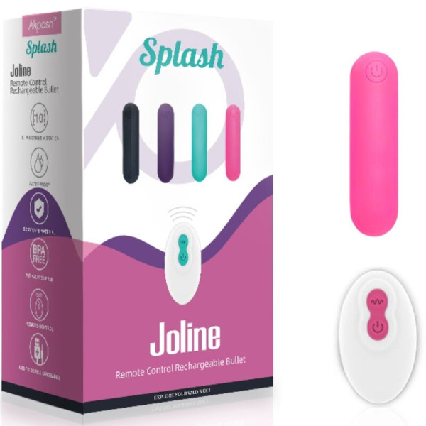 ARMONY - SPLASH JOLINE VIBRATEUR BULLET TÉLÉCOMMANDE EN SILICONE 10 VIBRATIONS 65 X 15 CM ROSE