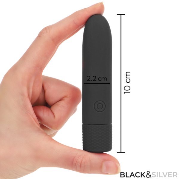 BLACK  SILVER - GERI BULLET VIBRANT RECHARGEABLE USB 8 VIBRATIONS NOIR 10 X 2,2 CM