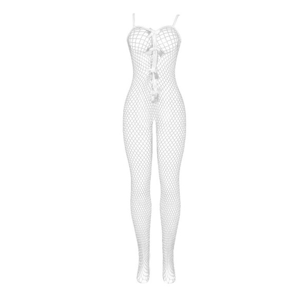 SUBBLIME - 951740 BODYSTOCKING RESILLE BLANCHE ENTREJAMBE AVEC NOEUDS TAILLE UNIQUE