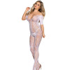 SUBBLIME - 951818 BODYSTOCKING EN RÉSILLE SANS FOURREAU AVEC MOTIF ROSES BLANCHES TAILLE UNIQUE