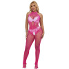 SUBBLIME - 952389 BODYSTOCKING RÉSILLE ET DENTELLE SANS FOURRURE AVEC COL MONTANT ROSE TAILLE UNIQUE