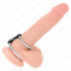 KINK - DOUBLE ANNEAU PÉNIS EN MÉTAL DE 3,7 CM À 5 CM RELIE PAR SANGLE EN CUIR MODÈLE 2